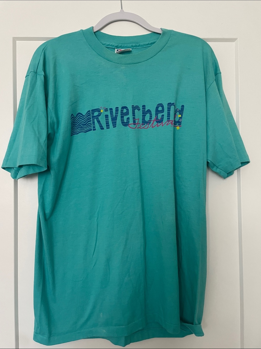 Vintage Riverbend Festival Teal Graphic T-Shirt - Unbranded